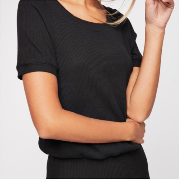 Free People Beach Ribbed Black Bodycon Dress Open Back Size Small - Picture 3 of 8